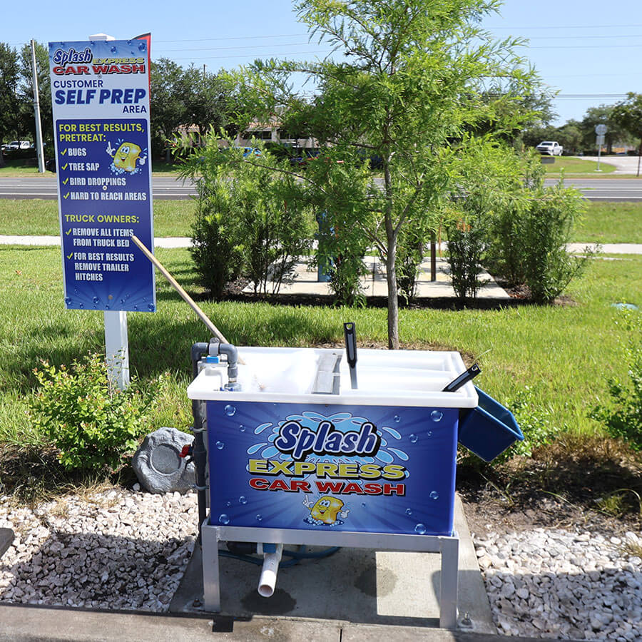 Car wash self prep area