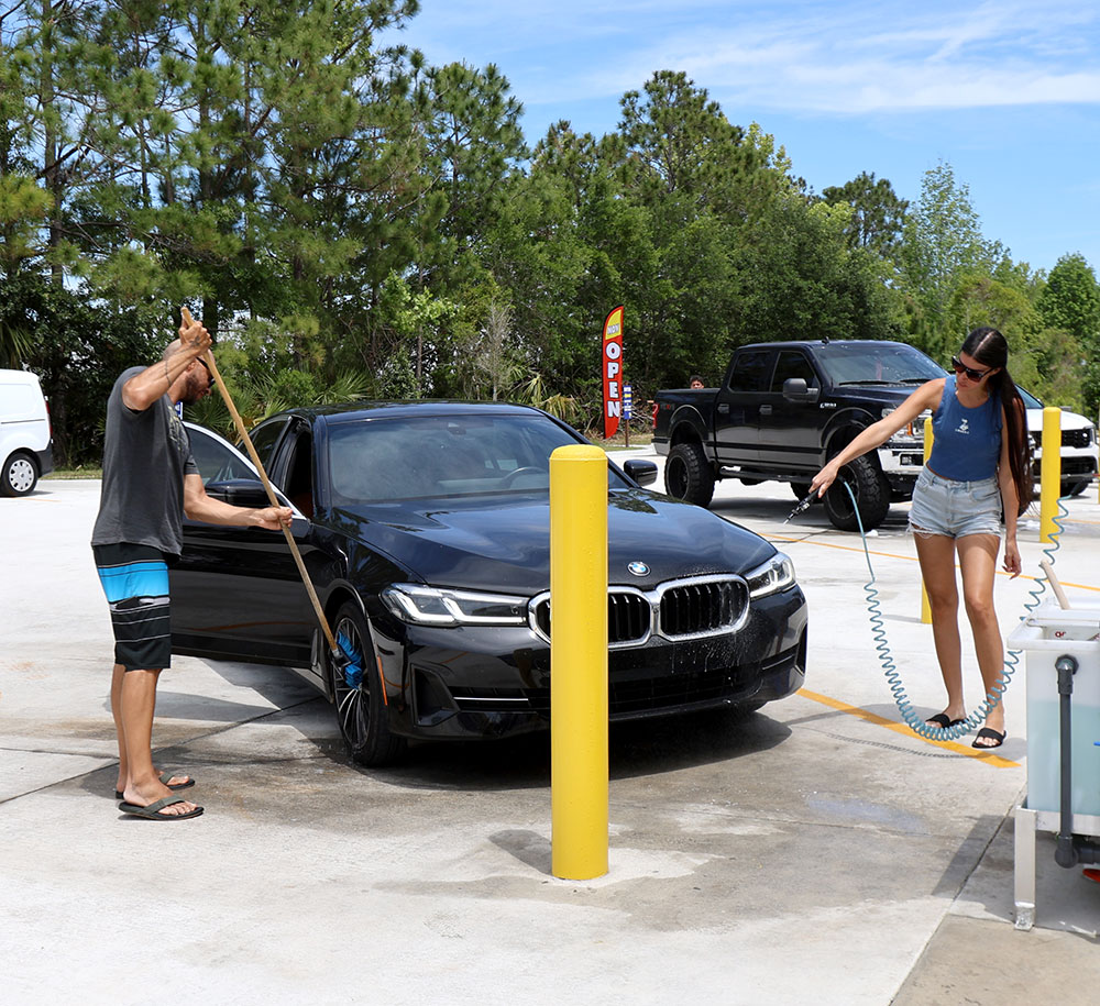 Car wash amenities in use Car wash amenities in use