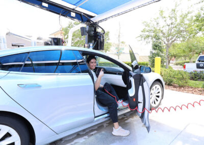 Happy car wash customer