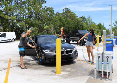 Car wash amenities in use
